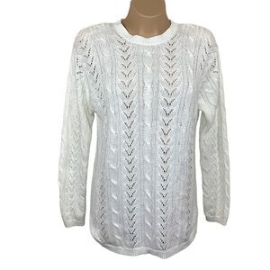 Large Vintage White Glitter 80s Shoulder Pads Long Sleeve Coastal Long Sleeve